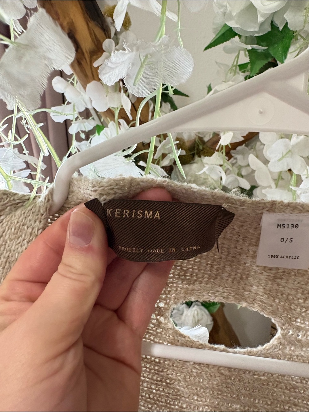 Kerisma Cream Hole-Pattern Poncho - Picture 5 of 8